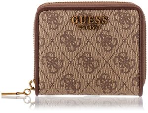 guess izzy small zip around wallet, latte logo/brown