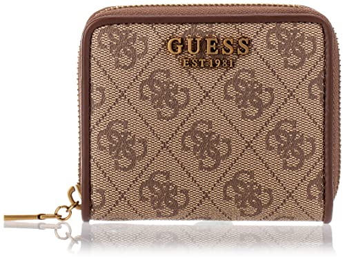 GUESS Izzy Small Zip Around Wallet, Latte Logo/Brown