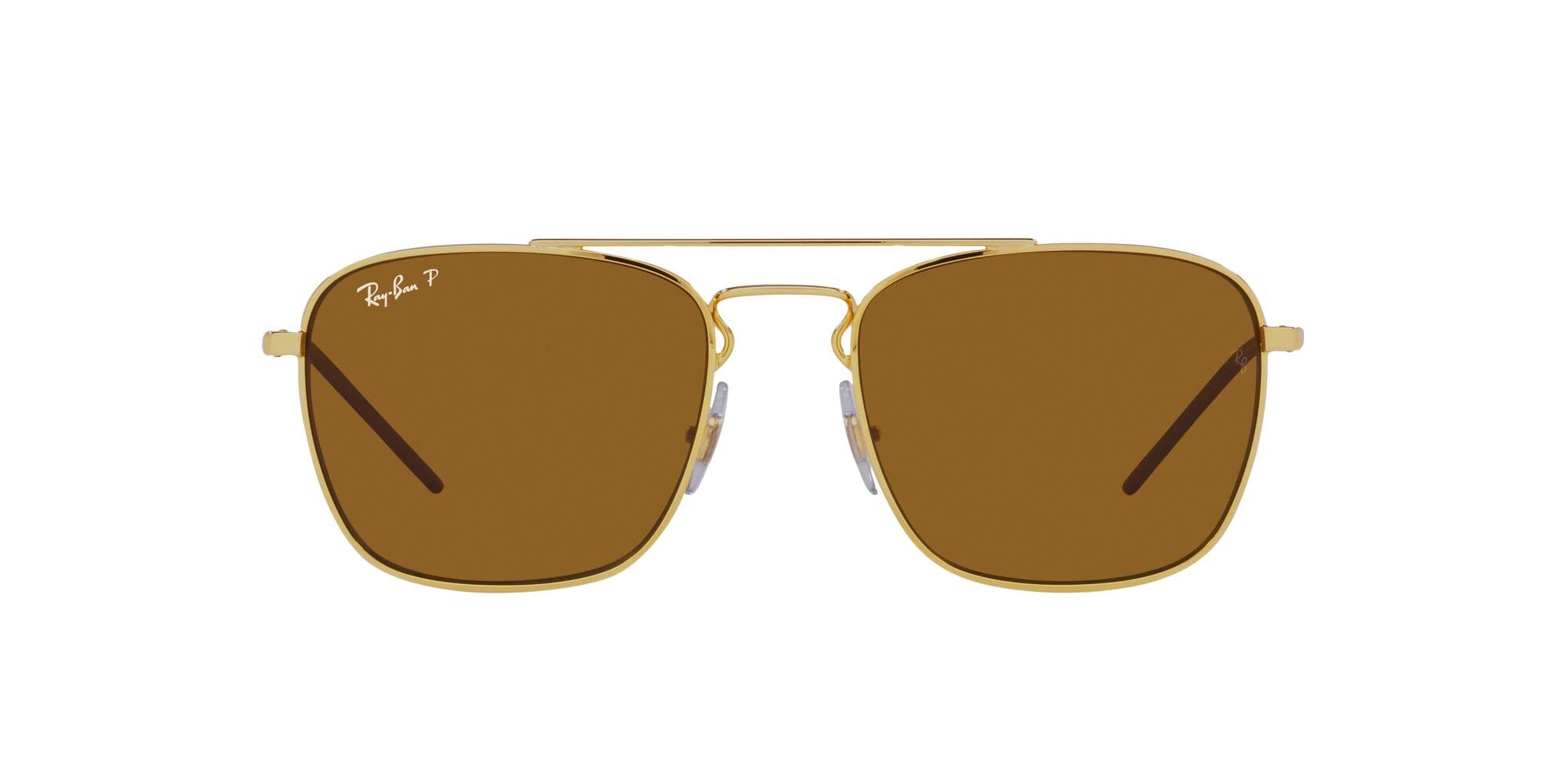 Ray-Ban RB3588 Square Sunglasses, Gold/Dark Brown Polarized, 55 mm