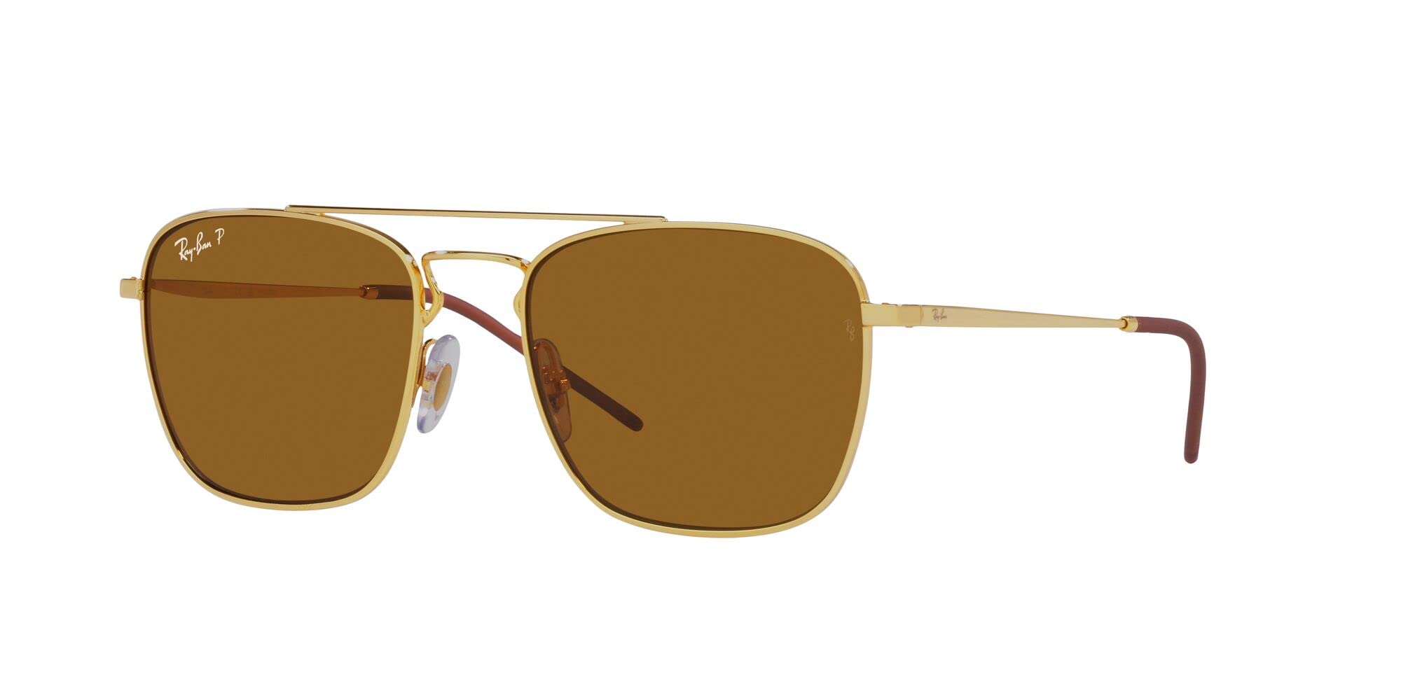 Ray-Ban RB3588 Square Sunglasses, Gold/Dark Brown Polarized, 55 mm