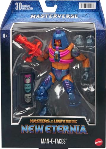 Masters of the Universe Masterverse Action Figure, Man-E-Faces Toy Collectible with Articulation & Accessories, 7 inch