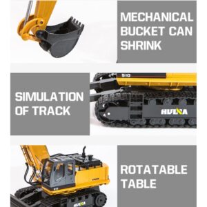 QIYHBVR 11 CH Remote Control Excavator Construction Vehicle 2.4Ghz Remote Control Bulldozer, Rechargeable RC Truck Excavator Toys for Boys Girls Kids Gift