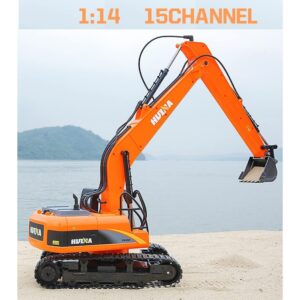 QIYHBVR 15 CH Super Long Robotic Arm Remote Control Digger,Toy Digger Remote Control Engineering Sand Digger Construction Vehicle Toy RC Excavator Toy Cars for Kids