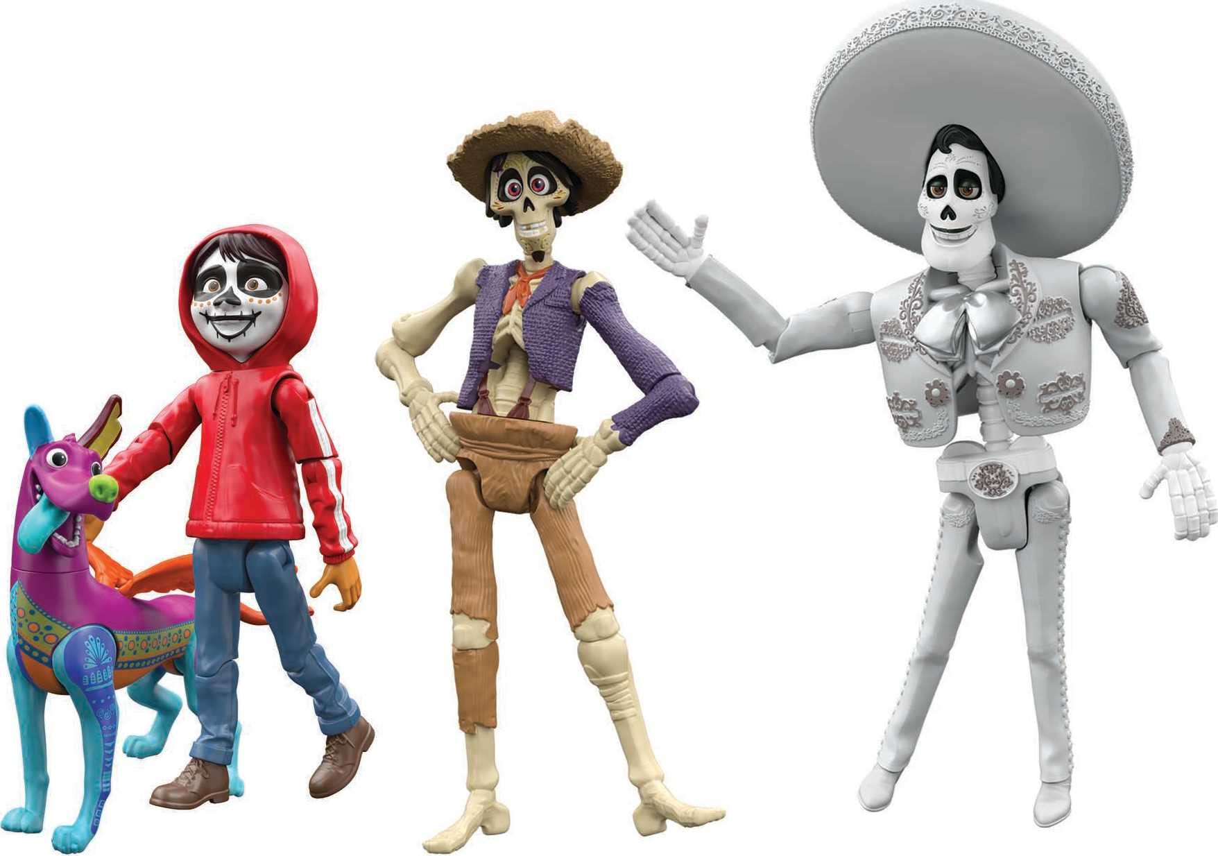 Disney Pixar Coco Storyteller Action Figure Multi-Pack, Miguel Hector Ernesto Dante In the Land of the Dead, Posable Movie Toys