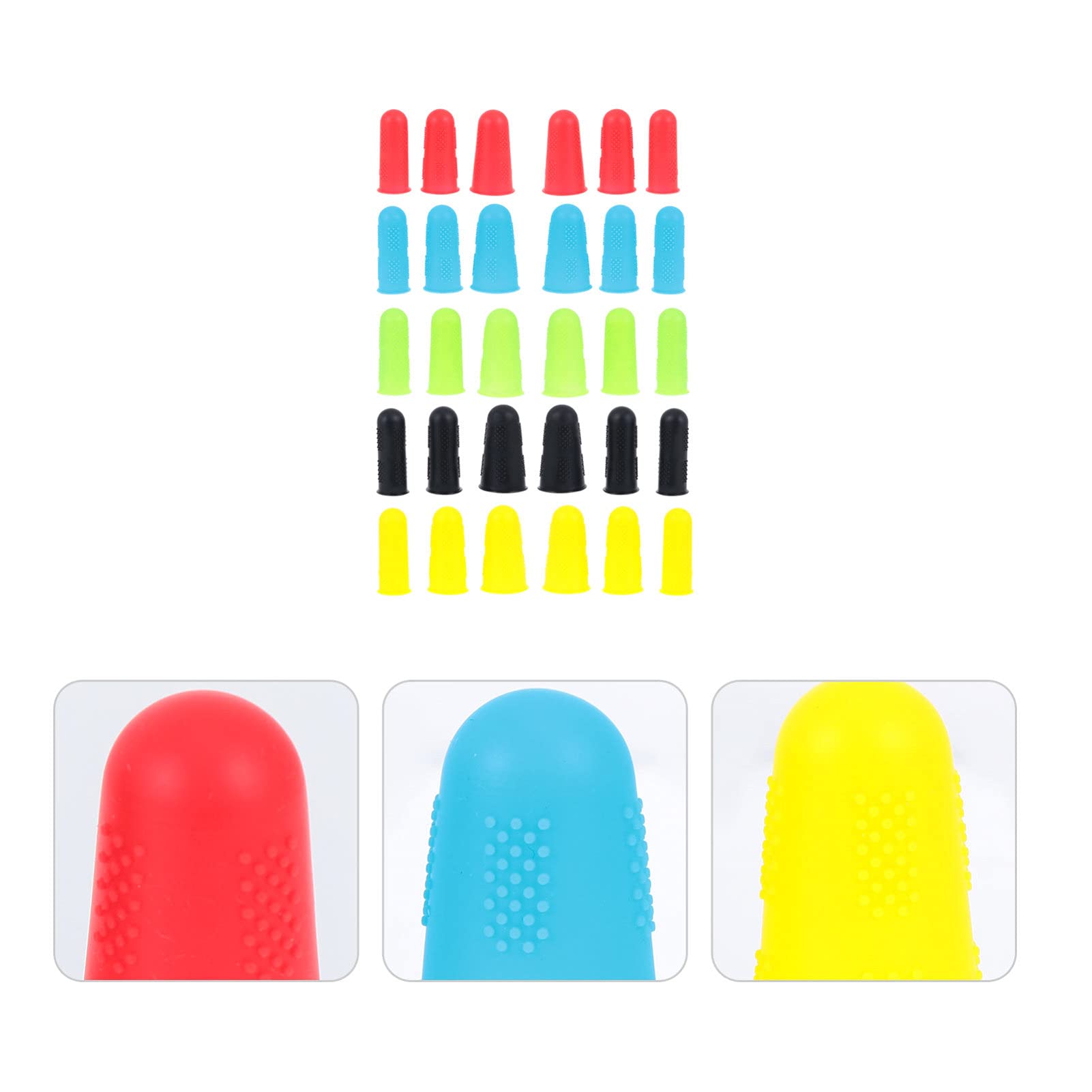 Healeved 30pcs Finger Protector Silicone Glue Skin Cap Finger Sleeve Finger Covers Silicone Finger Tip Accessories Thimbles for Hand Sewing Craft Silica Gel Man Support Package Finger Guard