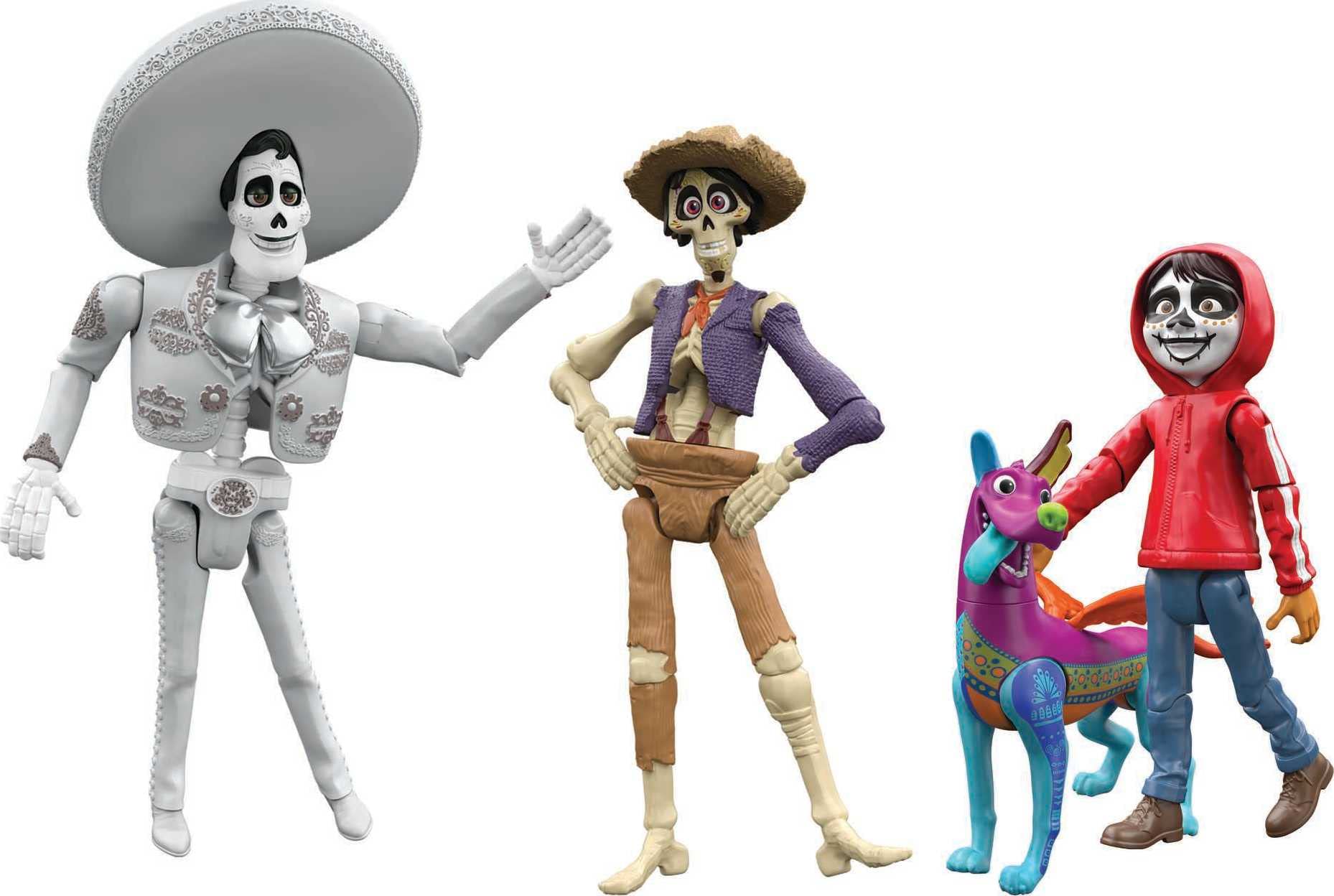 Disney Pixar Coco Storyteller Action Figure Multi-Pack, Miguel Hector Ernesto Dante In the Land of the Dead, Posable Movie Toys