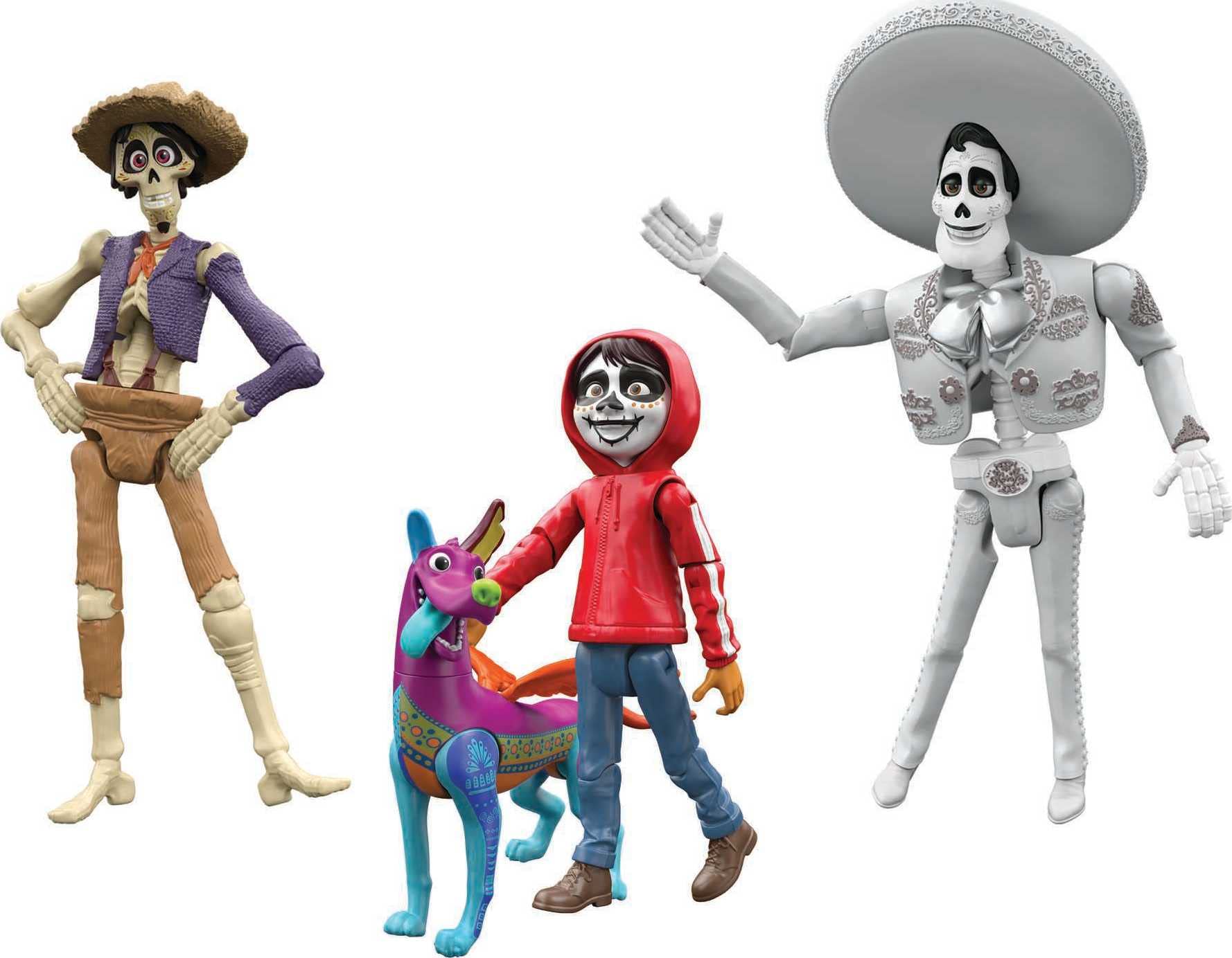 Disney Pixar Coco Storyteller Action Figure Multi-Pack, Miguel Hector Ernesto Dante In the Land of the Dead, Posable Movie Toys