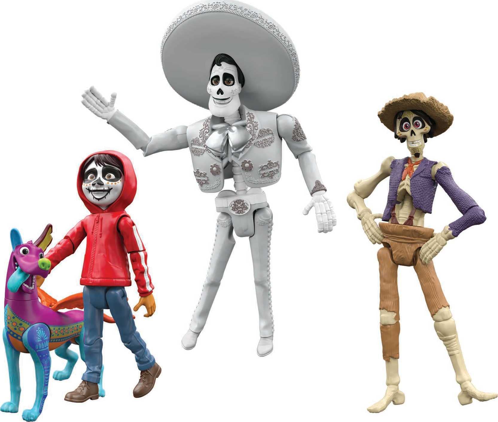 Disney Pixar Coco Storyteller Action Figure Multi-Pack, Miguel Hector Ernesto Dante In the Land of the Dead, Posable Movie Toys