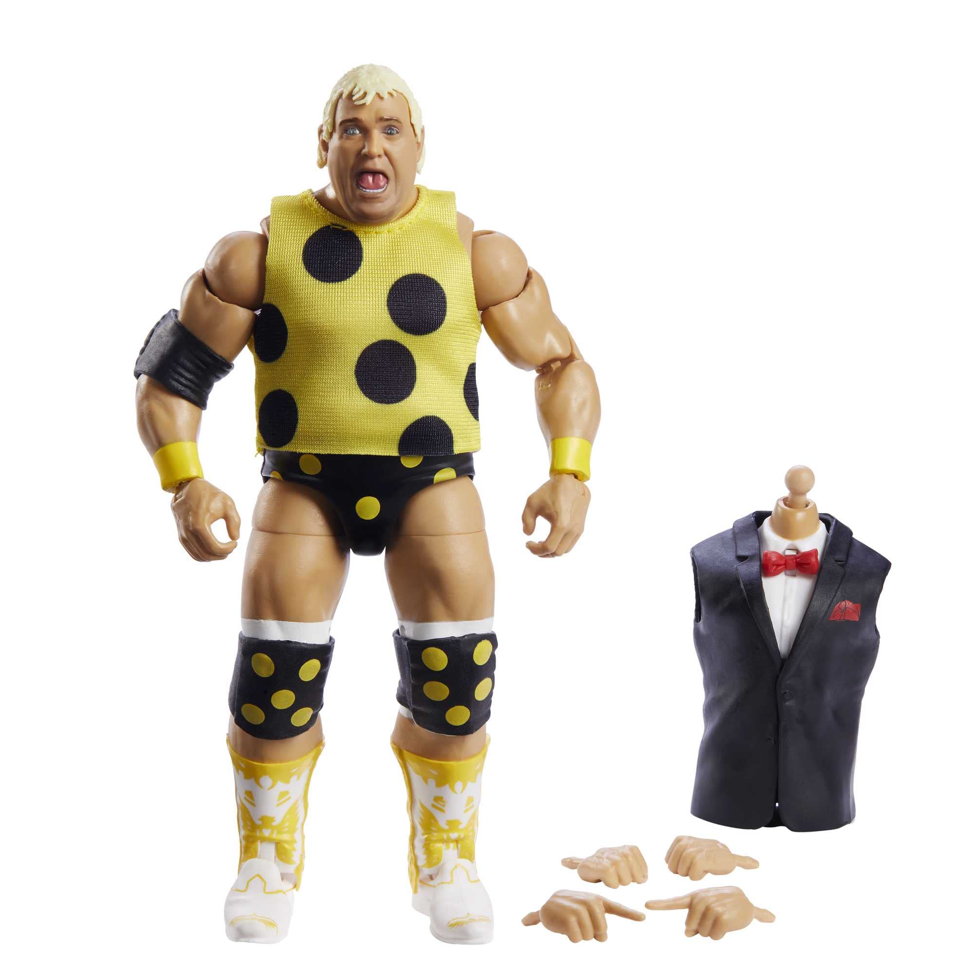 Mattel WWE Dusty Rhodes WrestleMania Elite Collection Action Figure with Accessory & "Mean" Gene Okerlund Build-A-Figure Parts, 6-inch