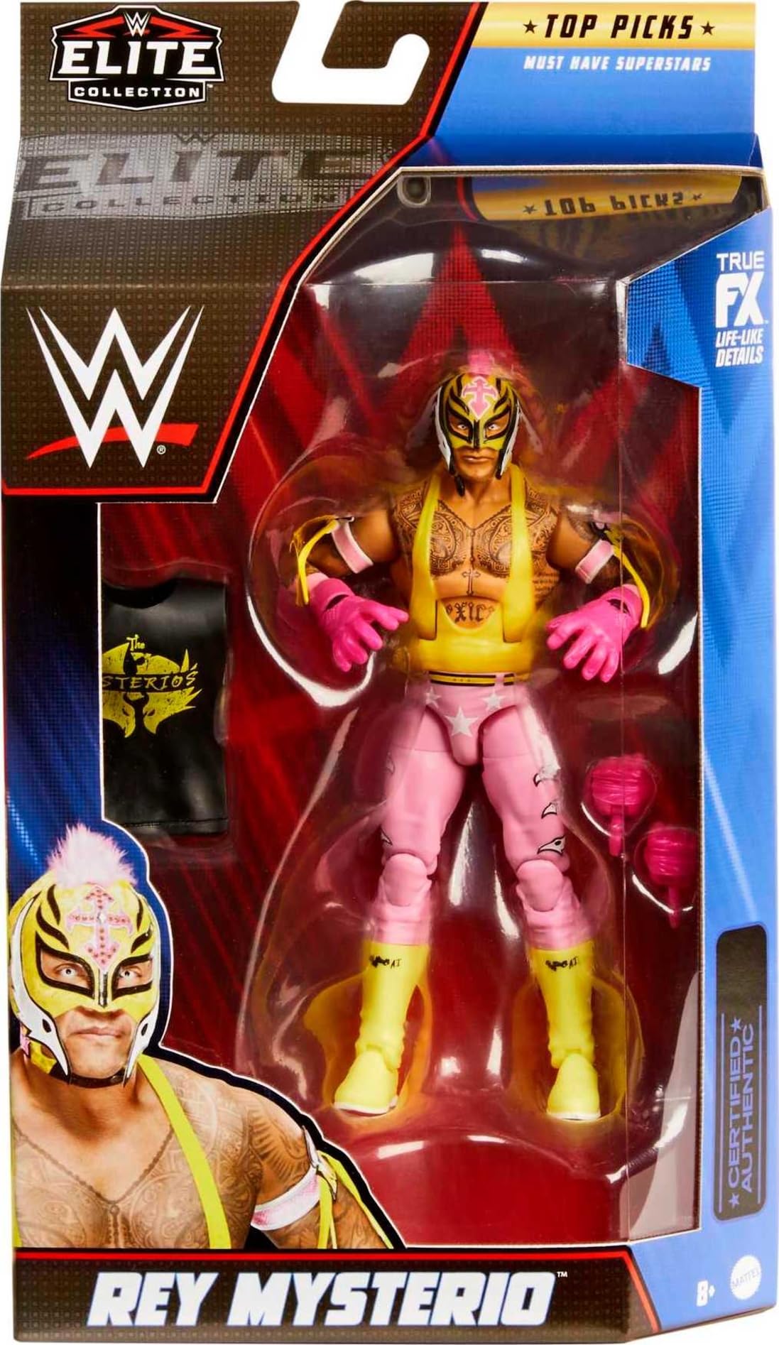 Mattel WWE Rey Mysterio Top Picks Elite Collection Action Figure, Articulation & Life-Like Detail, Interchangeable Accessories, 6-in