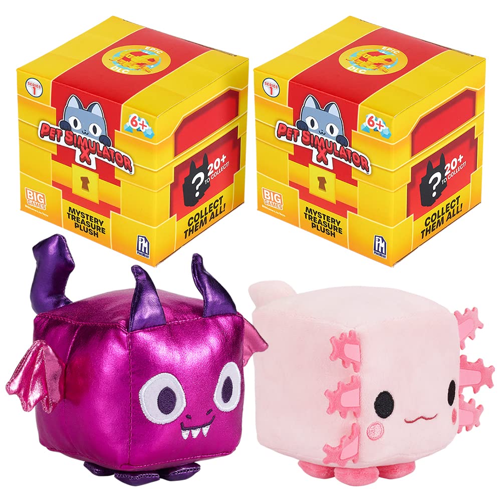 Pet Simulator X - Mystery Pet Treasure Plush 2-Pack (Two 4" Tall Plushies, Series 1) [Includes DLC]