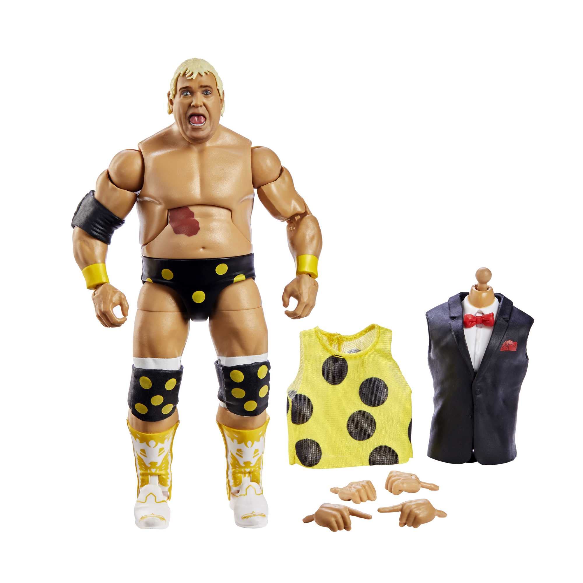 Mattel WWE Dusty Rhodes WrestleMania Elite Collection Action Figure with Accessory & "Mean" Gene Okerlund Build-A-Figure Parts, 6-inch