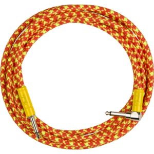 Fender MonoNeon Instrument Cable, Straight/Angle, Orange/Yellow Tweed, 10ft