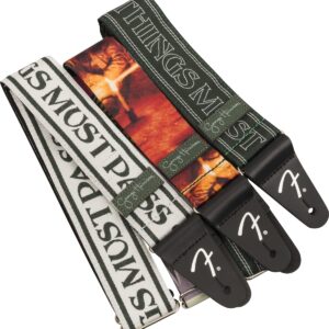 Fender George Harrison All Things Must Pass Logo Guitar Strap, 2in, White/Black