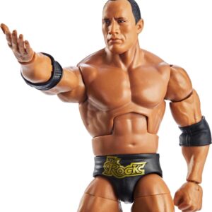 Mattel WWE The Rock WrestleMania Elite Collection Action Figure with Accessory & "Mean" Gene Okerlund Build-A-Figure Parts, 6-inch