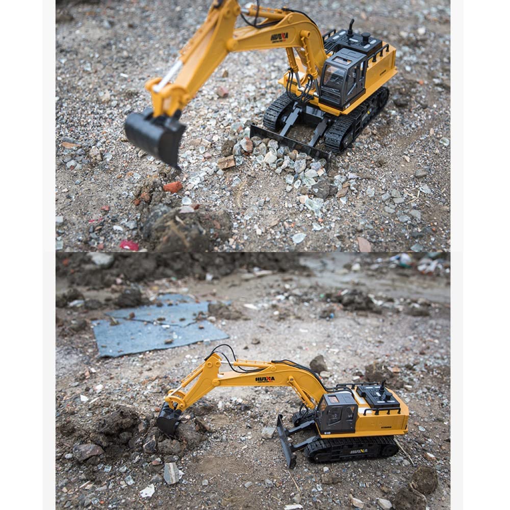 QIYHBVR 11 CH Remote Control Excavator Construction Vehicle 2.4Ghz Remote Control Bulldozer, Rechargeable RC Truck Excavator Toys for Boys Girls Kids Gift