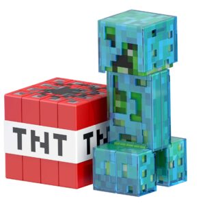 Mattel Minecraft Diamond Level Creeper Action Figure & Die-Cast Accessories, Collectible Toy Inspired by Video Game, 5.5 inch