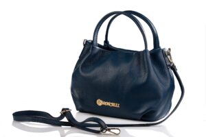 baroncelli italian navy blue leather purse for women genuine soft leather medium size shoulder crossbody bag made in italy