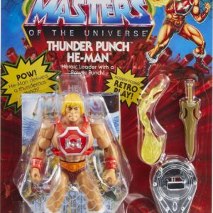 Masters of the Universe Origins Toy, He-Man Deluxe Thunder Punch Action Figure with Accessories, MOTU Collectible