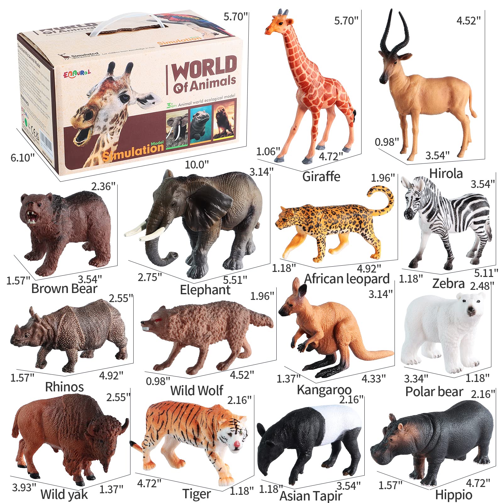 EnAuRoL 31 Pcs Safari Animals Figures Including 24 Realistic Jungle Playset Toys Zoo Animals for Toddlers 3+ Years Old Ideal Gift for Boys and Girls