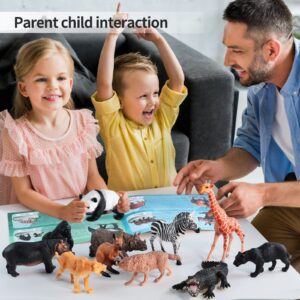 EnAuRoL 31 Pcs Safari Animals Figures Including 24 Realistic Jungle Playset Toys Zoo Animals for Toddlers 3+ Years Old Ideal Gift for Boys and Girls