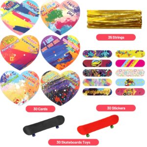 ceiba tree Valentines Day Cards with Finger Skateboards for Kids Classroom Exchange Party Favors