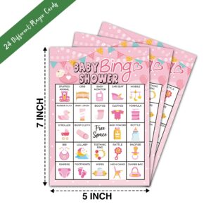 ZEDEV Bingo Cards for Party Supplies, Pink Shower Bingo Game, Party Games with 24 Players, Family Activities, Party Favors Gifts for Adults - pink05