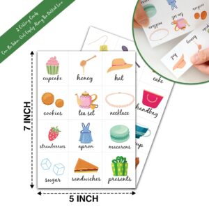 ZEDEV Tea Party Bingo Game, Party Games with 24 Players, Family Activities, Bingo Cards for Party Supplies, Party Favors Gifts for Young Adults - tea04