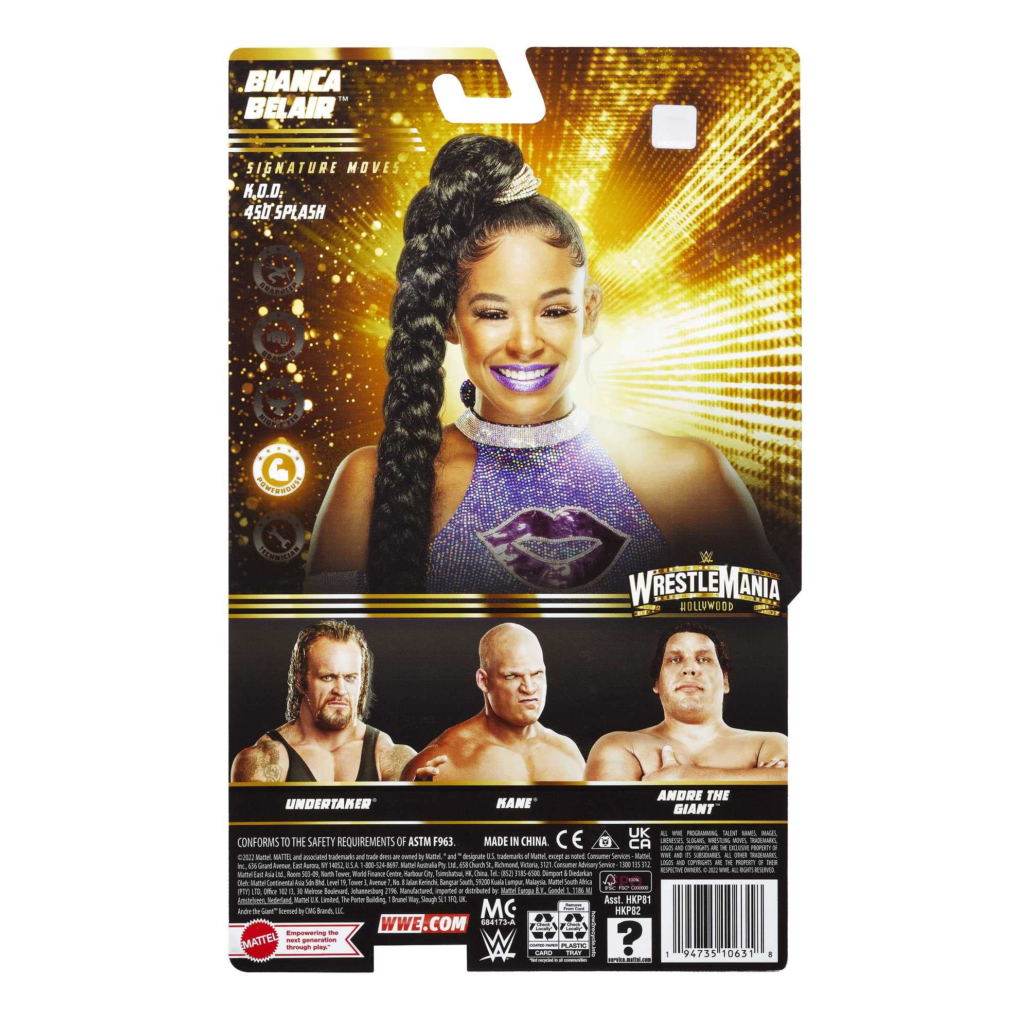 Mattel WWE WrestleMania Bianca Belair Action Figure, Collectible with 10 Points Articulation & Life-like Detail, 6-inch