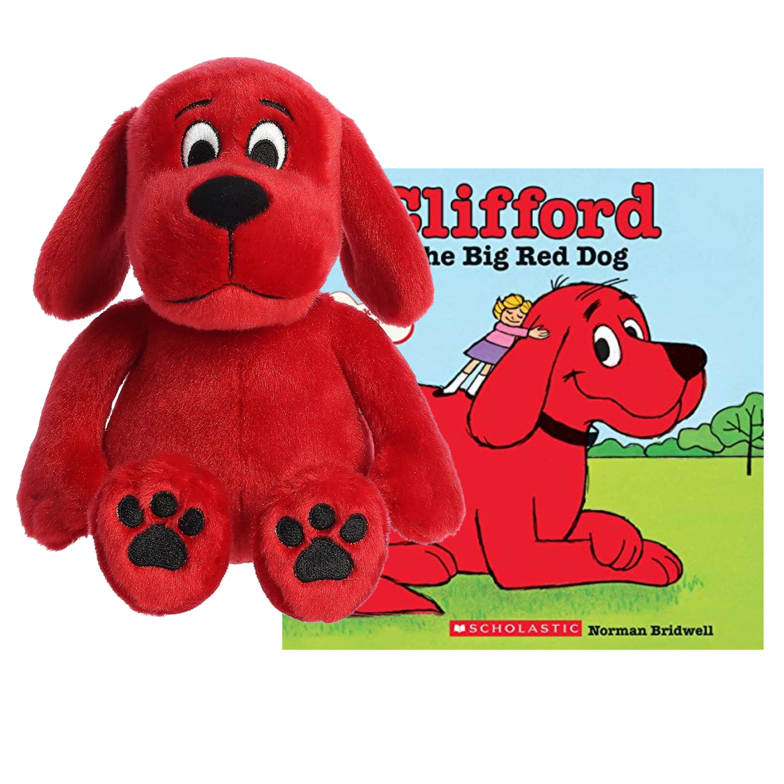 Aurora World Clifford The Big Red Dog 11'' Plush and Paperback Storybook Gift Set