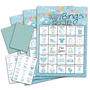 zedev blue shower bingo game, party games with 24 players, family activities, bingo cards for party supplies, party favors gifts for young adults - blue06