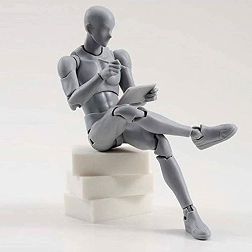 Action Figures Body Kun DX & Body-Chan DX PVC , Drawing SHF Children Kids Collector Toy Gift with Box, Drawing Mannequin, Models for Artists (Grey Male)