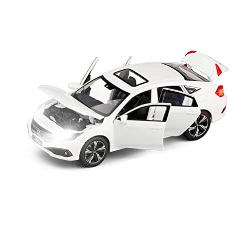 LUTPOL Die Casting 1/32 Toy Car for Honda Civic Metal Alloy Die Cast Miniature Model Simulation Sound Light Sedan Toys Vehicle for Children Unzip Toy ( Color : White )