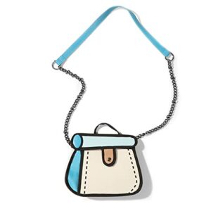 Lovely Two-dimensional Cake Bag Handbag Cartoon Canvas Bag Doodle Comic Chain Crossbody Bag for Shopping, Blue