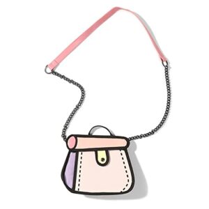 Lovely Two-dimensional Cake Bag Handbag Cartoon Canvas Bag Doodle Comic Chain Crossbody Bag for Shopping, Blue