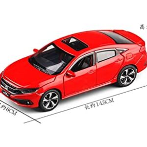 LUTPOL Die Casting 1/32 Toy Car for Honda Civic Metal Alloy Die Cast Miniature Model Simulation Sound Light Sedan Toys Vehicle for Children Unzip Toy ( Color : White )