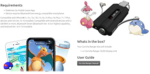 Gotcha Go-Tcha Ranger LED Touch Screen for Pocket Monster Go Plus Accessory for iPhone/Android - Pink