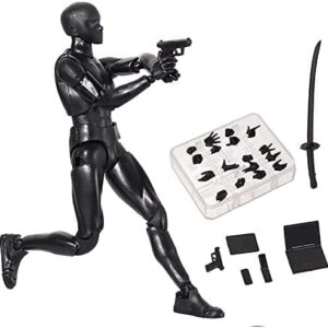 SYKIA Action Figures Body Kun DX & Body-Chan DX PVC Figure Model Drawing SHF Children Kids Collector Toy Gift with Box, Drawing Mannequin Figure Models for Artists (Black Male+Female)