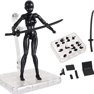 SYKIA Action Figures Body Kun DX & Body-Chan DX PVC Figure Model Drawing SHF Children Kids Collector Toy Gift with Box, Drawing Mannequin Figure Models for Artists (Black Male+Female)