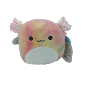 squishmallows official kellytoy plush squishy soft 5 inch tinley the tie dye rainbow axolotl