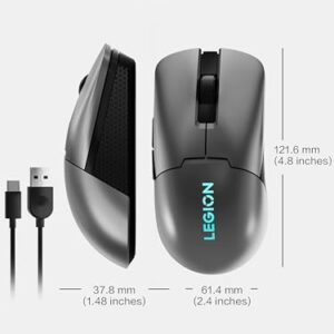 Lenovo Legion M600s RGB Wireless Gaming Mouse – 19,000 DPI, 6 Programmable Buttons, 70 Hours Battery Life, Tri-Mode Connectivity (2.4 GHz, Bluetooth, Wired), (Iron Grey)