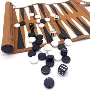 Leather Roll-Up Travel Backgammon Games, Foldable Board Games, Portable Lightweight Travel Backgammon Game Set