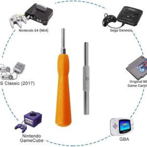 Replacement 72 Pin Slot for NES, 72 Pin Connector for NES, 72 Pin Cartridge Slot Connector with 3.8mm 4.5mm Screwdriver Bit Open Tool for NES 8 Bit System