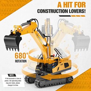 Remote Control Excavator Construction Toys for Boys, 2×1200mAh RC Excavator Toy with Metal Shovel & Light, 11CH Excavator Toys for Boys 3-5 4-7 8-12 Year Old Kids 2024 Christmas Birthday Gift,120+Mins