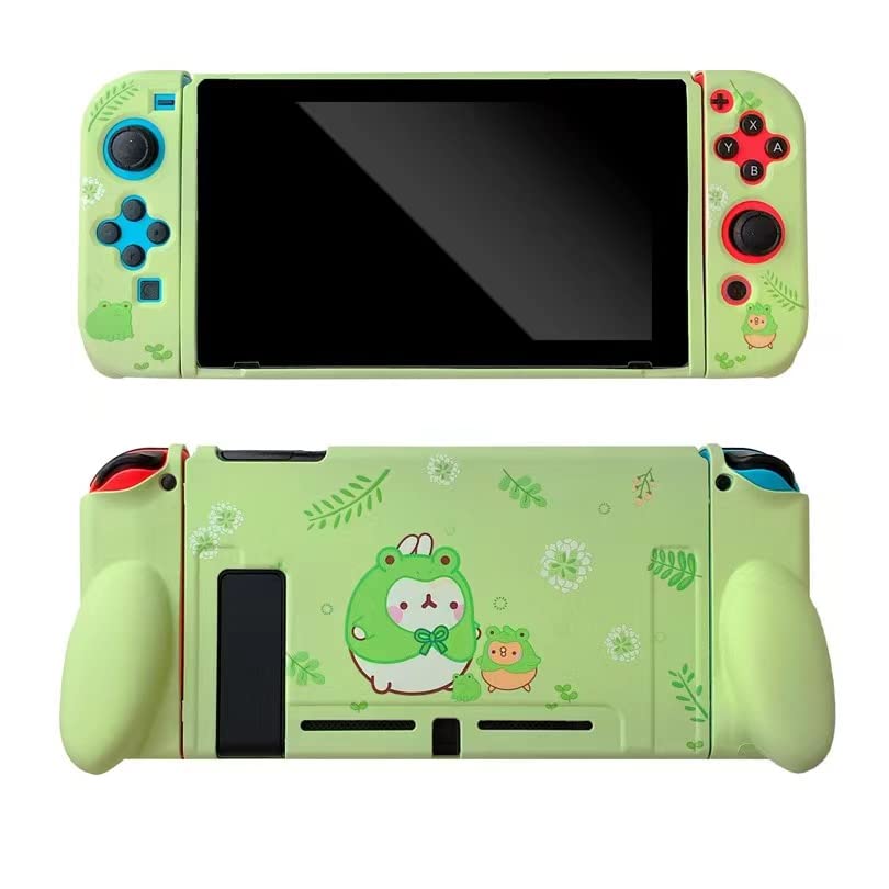 ENFILY Cute Frog Rabbit Case Compatible with Nintendo Switch, Dockable Case Cover, Ergonomic Soft TPU Grip Case for Joycon, Sparkle Skin Set