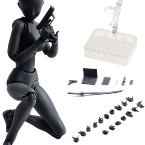 SYKIA Action Figures Body Kun DX & Body-Chan DX PVC Figure Model Drawing SHF Children Kids Collector Toy Gift with Box, Drawing Mannequin Figure Models for Artists (Black Male+Female)