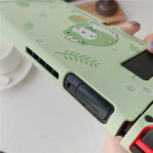 ENFILY Cute Frog Rabbit Case Compatible with Nintendo Switch, Dockable Case Cover, Ergonomic Soft TPU Grip Case for Joycon, Sparkle Skin Set