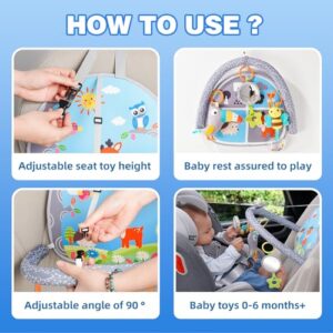 Koty Rear Facing Car Seat Toy, Baby Kick & Play Activity Center, Car Seat Activity Arch with Music, Mirror and Rattle Toys for Children, Developmental Toys for Babies, Travel Toddler Toys (Toucan)