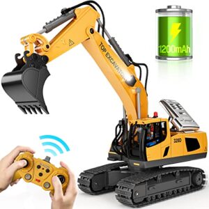 remote control excavator construction toys for boys, 2×1200mah rc excavator toy with metal shovel & light, 11ch excavator toys for boys 3-5 4-7 8-12 year old kids 2024 christmas birthday gift,120+mins