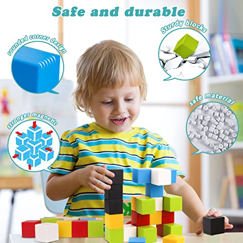 FindGood Magnetic Blocks, 48 pcs Magnetic Blocks for Toddlers Toys, STEM Educational Sensory Magnetic Building Blocks, Magnetic Cubes for Kids, Sensory Montessori Toys Blocks for Boys and Girls